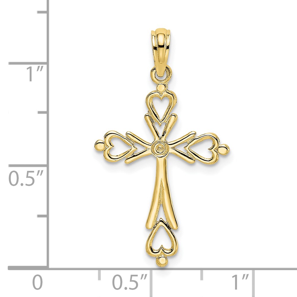 10K Cross Cut-Out w/ Heart Ends Charm (10K8489)