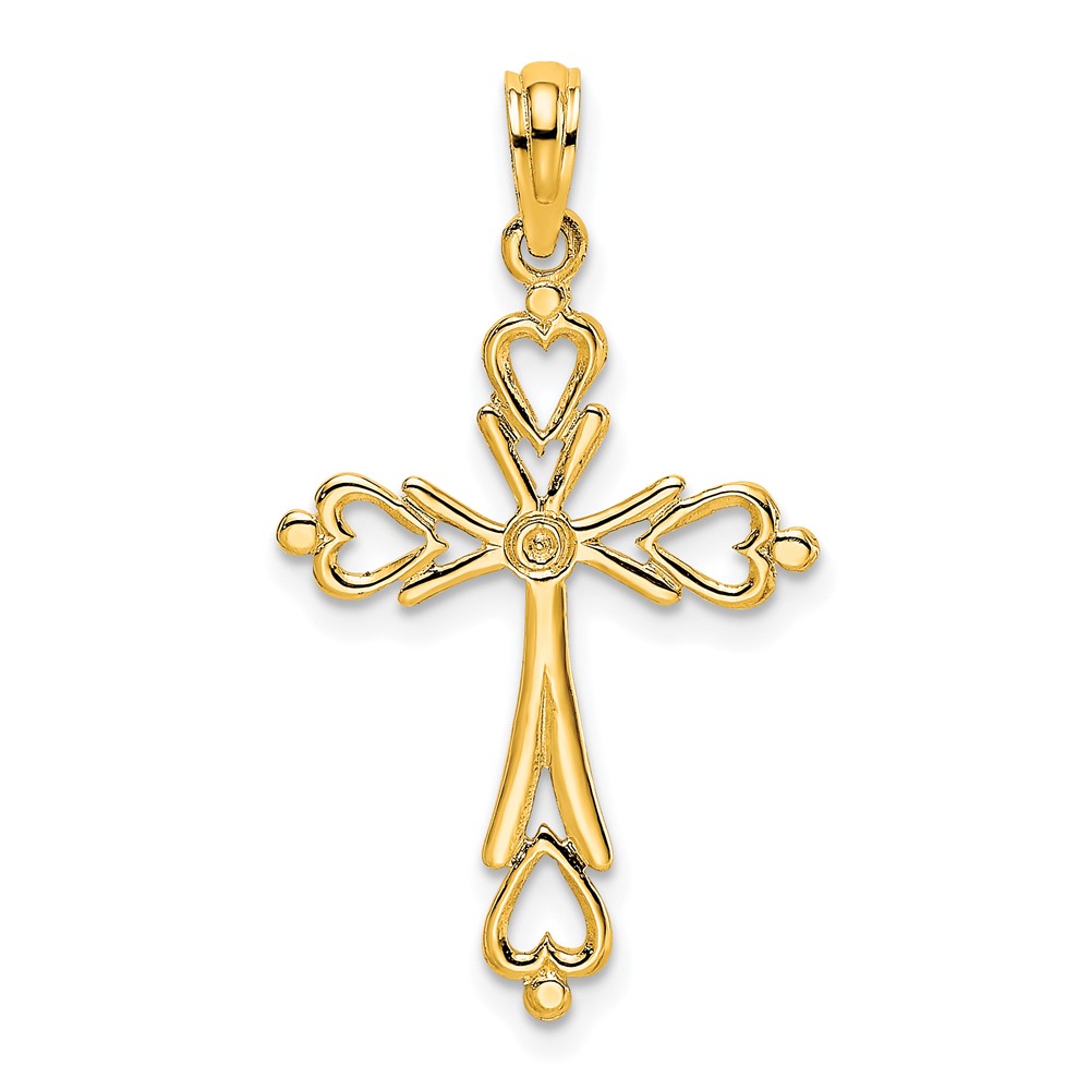 10K Cross Cut-Out w/ Heart Ends Charm (10K8489)