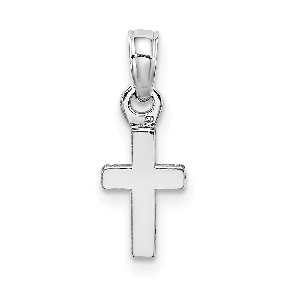 10K White Gold Polished Mini Cross Charm (10K8493W)