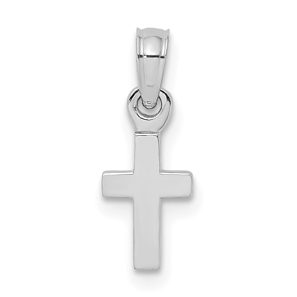 10K White Gold Polished Mini Cross Charm (10K8493W)