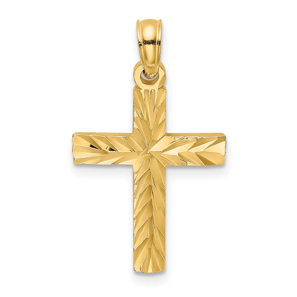 10K D/C Block Cross  Charm (10K8497)