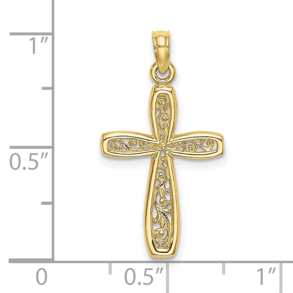 10K Cross w/ Filigree Center Charm (10K8515)