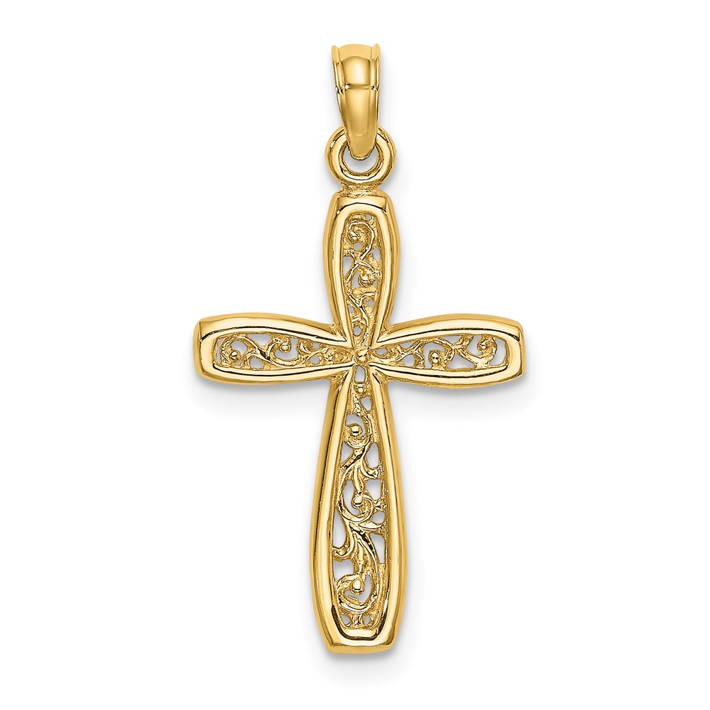 10K Cross w/ Filigree Center Charm (10K8515)