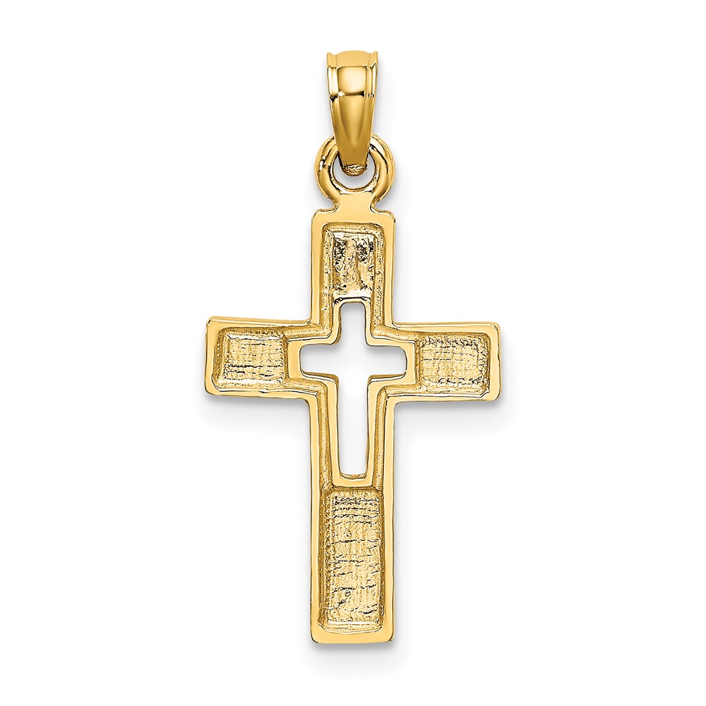 10K Polished and Cut-Out Cross Charm (10K8517)