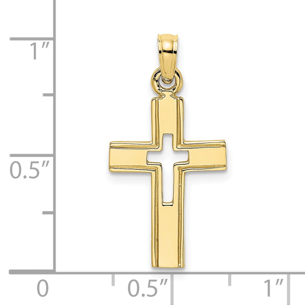10K Polished and Cut-Out Cross Charm (10K8517)