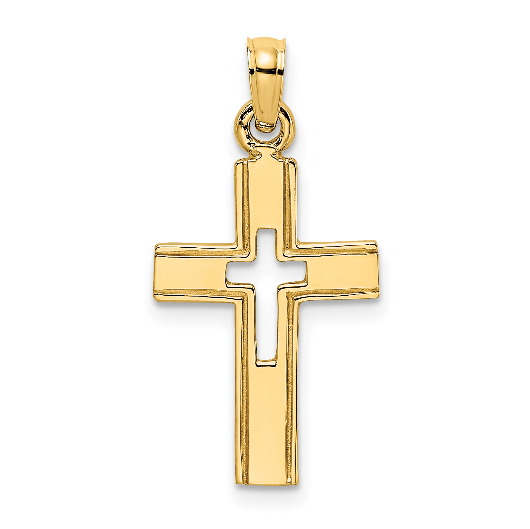 10K Polished and Cut-Out Cross Charm (10K8517)