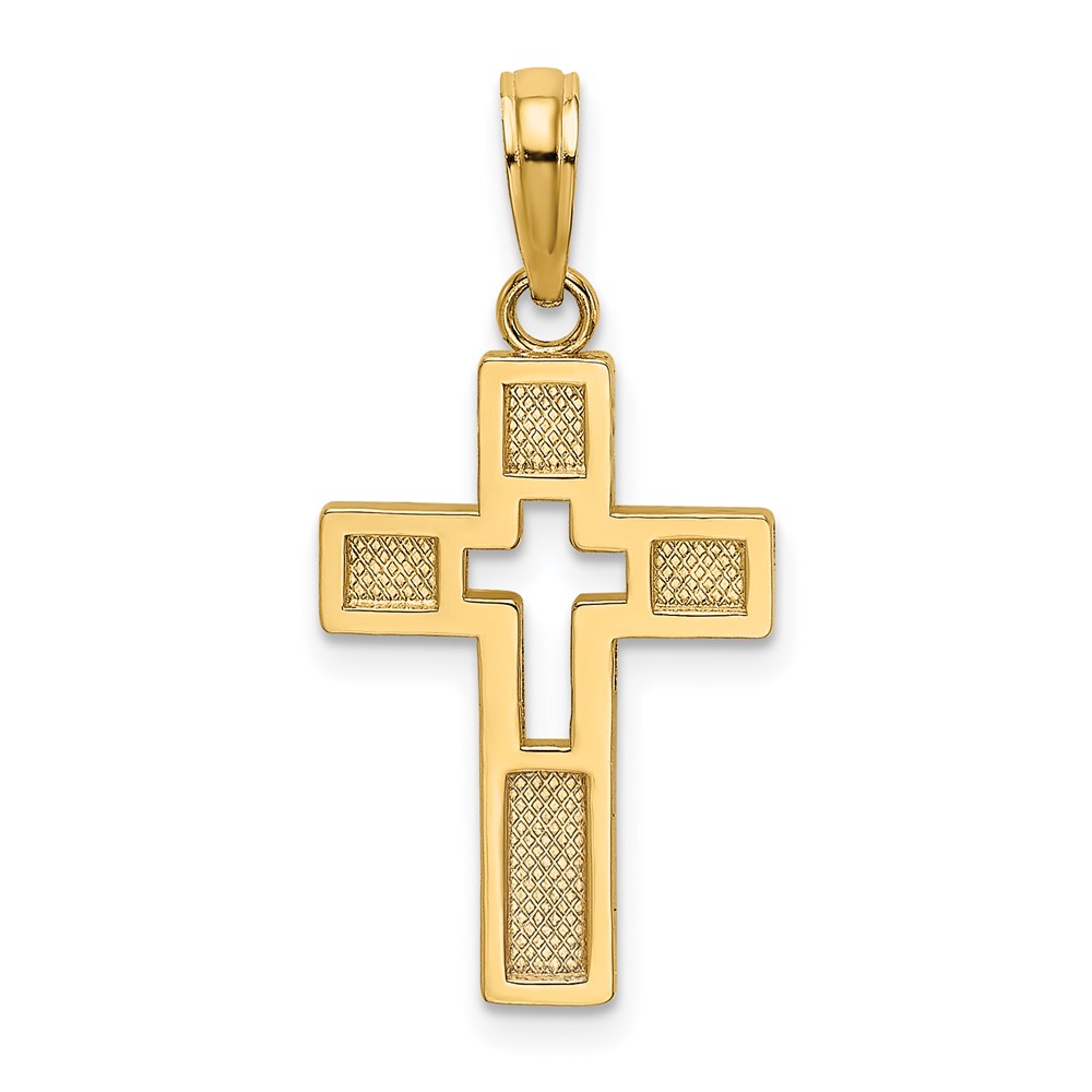 10K Polished Cut-Out Cross Charm (10K8522)