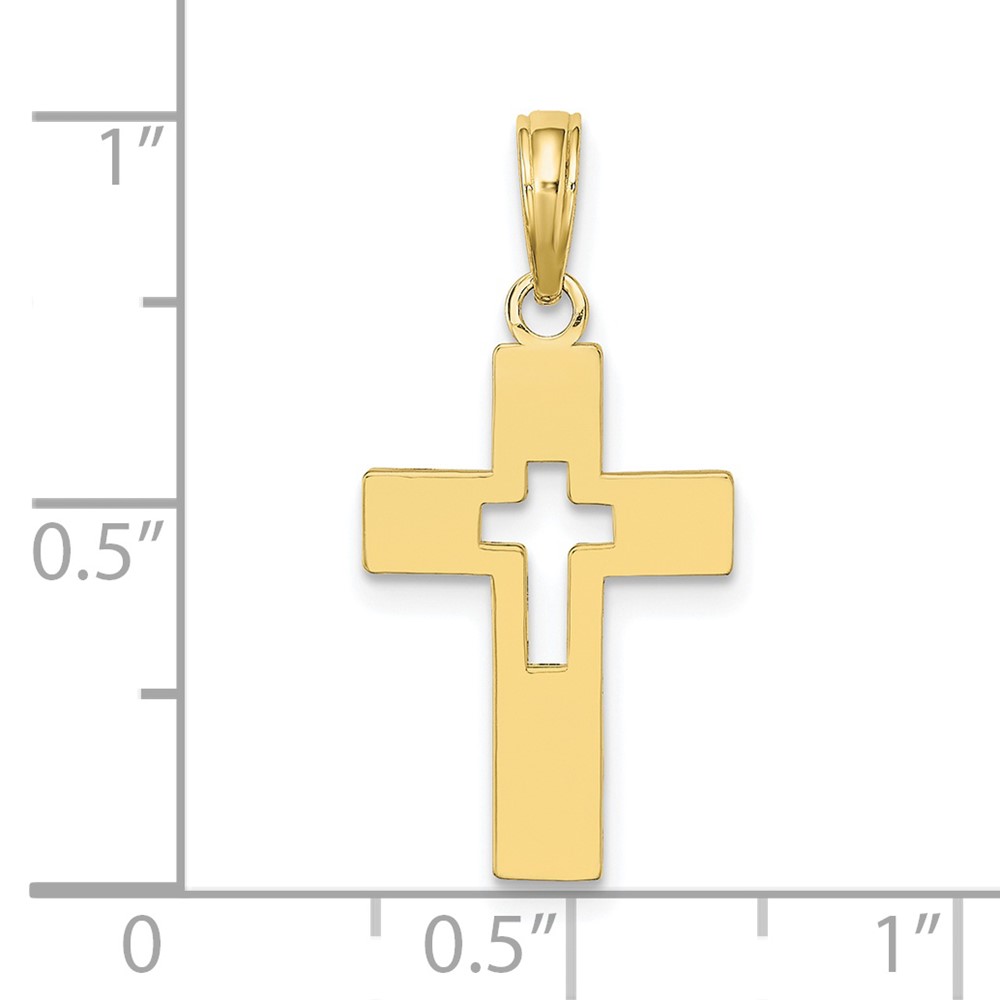 10K Polished Cut-Out Cross Charm (10K8522)