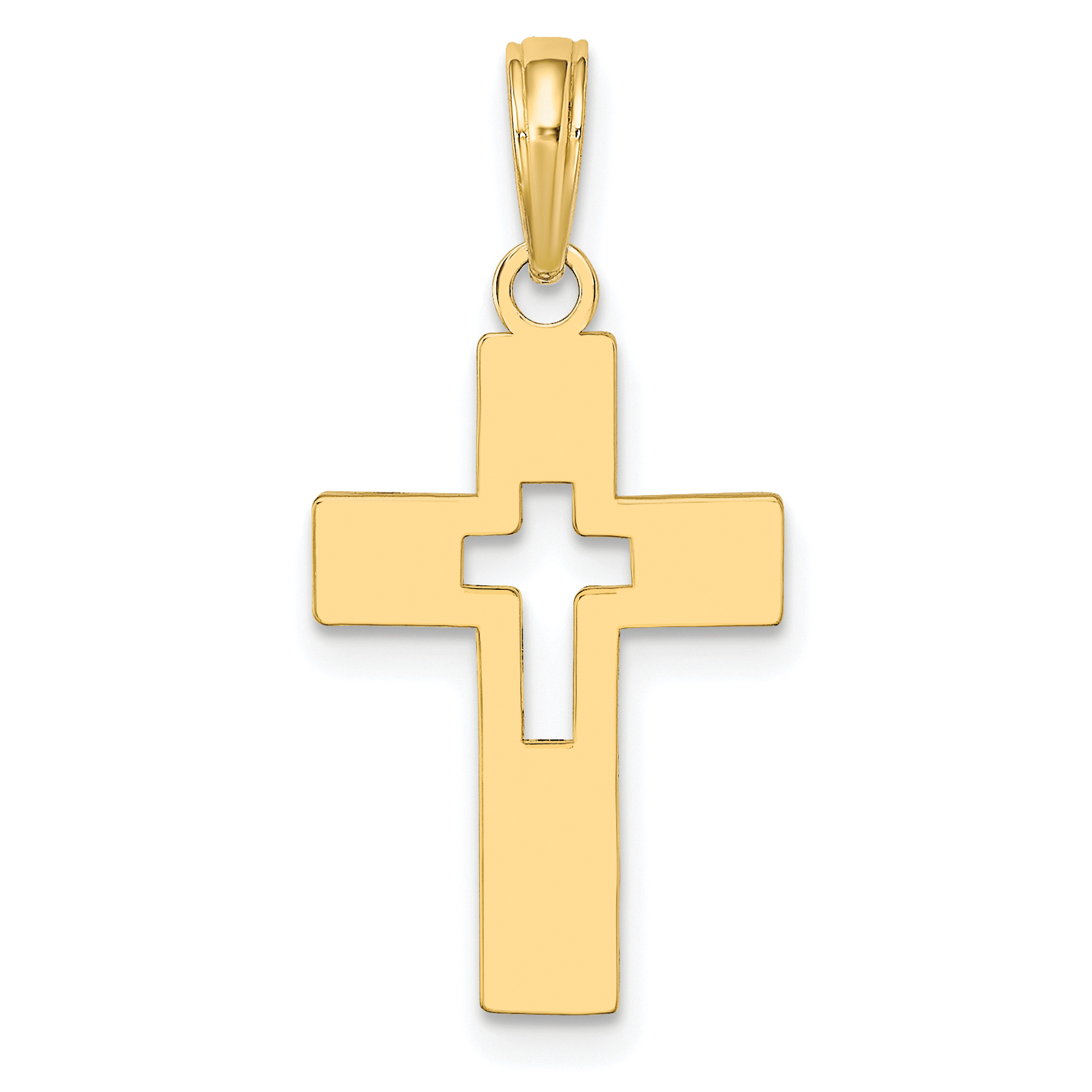 10K Polished Cut-Out Cross Charm (10K8522)