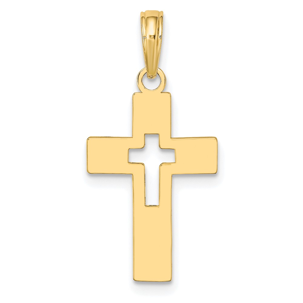 10K Polished Cut-Out Cross Charm (10K8522)