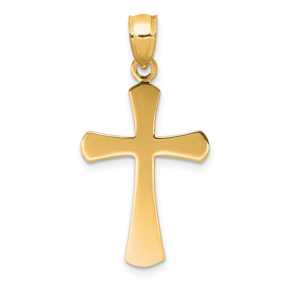 10K Polished Beveled Cross w/ Round Tips Charm (10K8523)