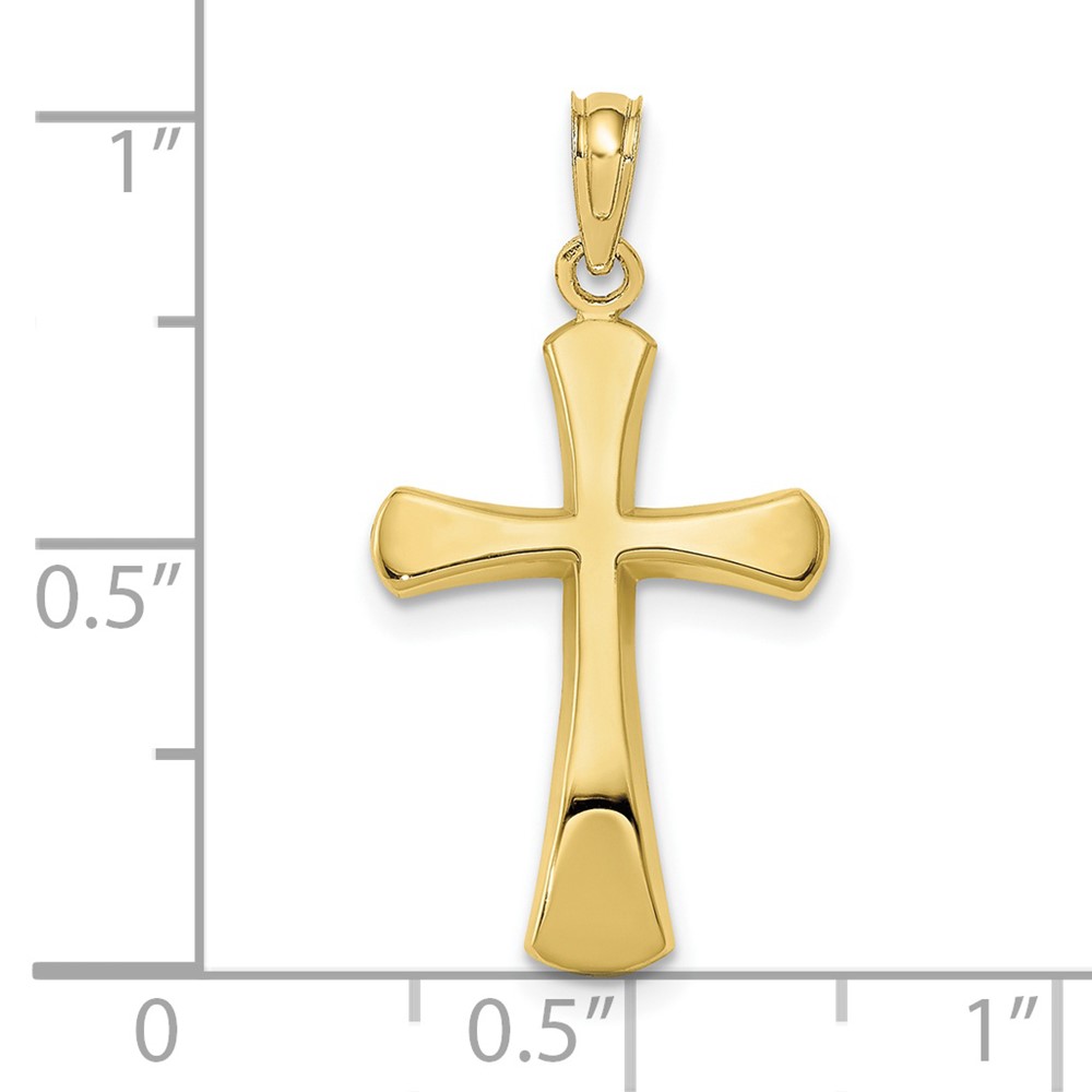 10K Polished Beveled Cross w/ Round Tips Charm (10K8523)