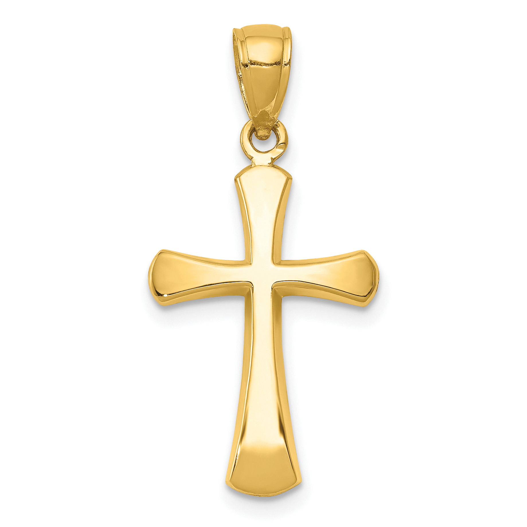 10K Polished Beveled Cross w/ Round Tips Charm (10K8523)