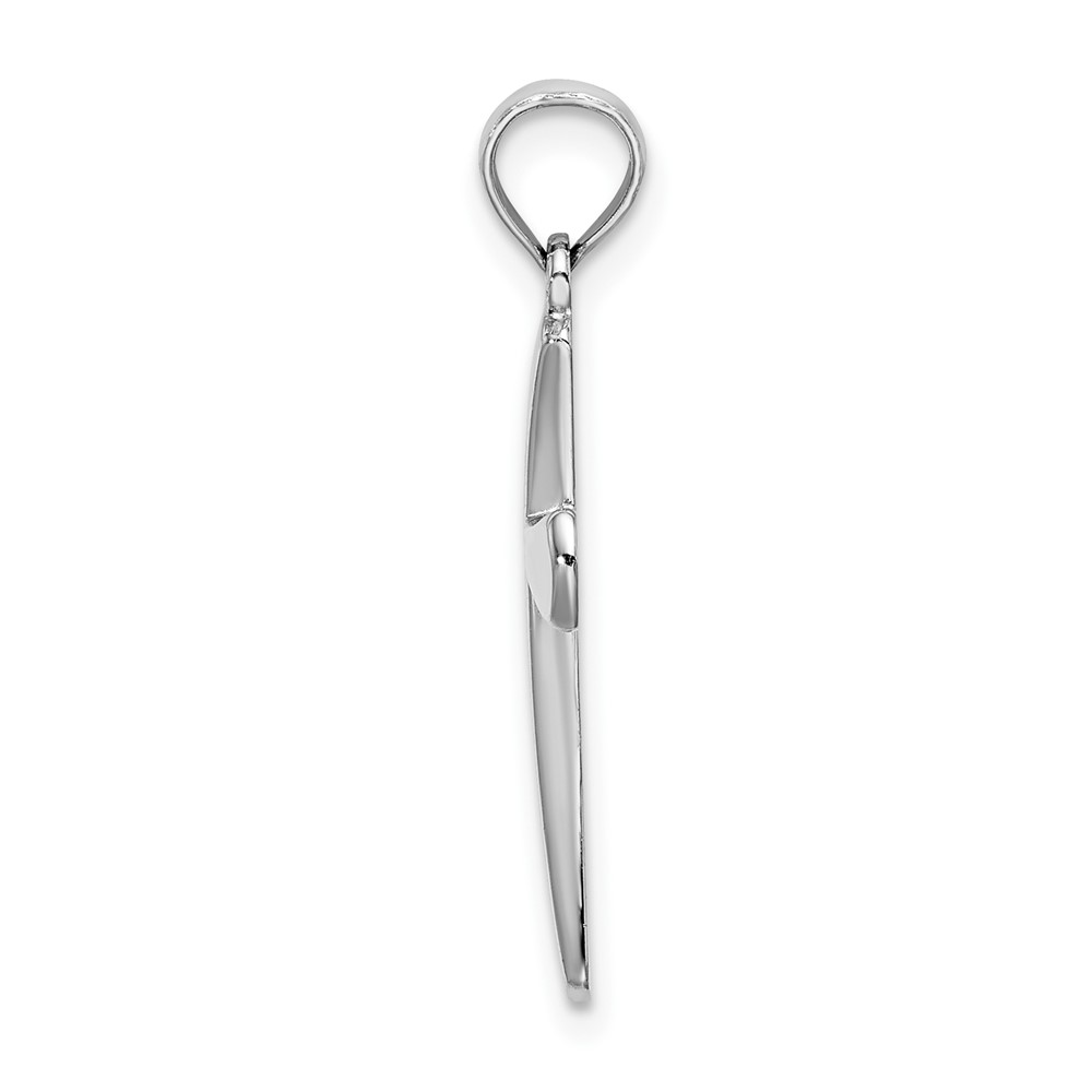 10K White Gold Polished Beveled Cross w/ Round Tips Charm (10K8523W)