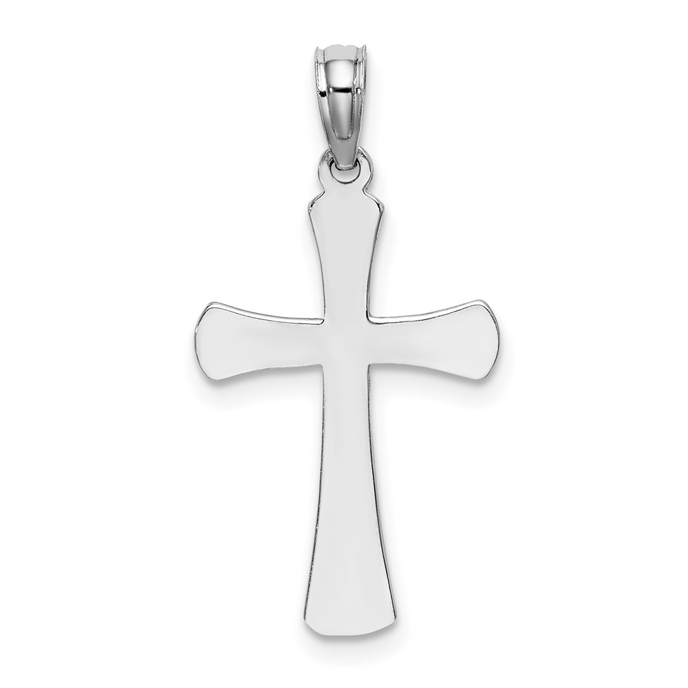 10K White Gold Polished Beveled Cross w/ Round Tips Charm (10K8523W)