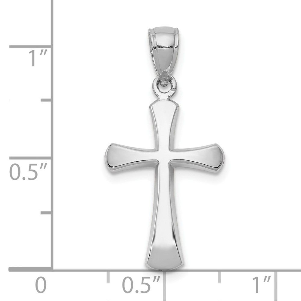 10K White Gold Polished Beveled Cross w/ Round Tips Charm (10K8523W)