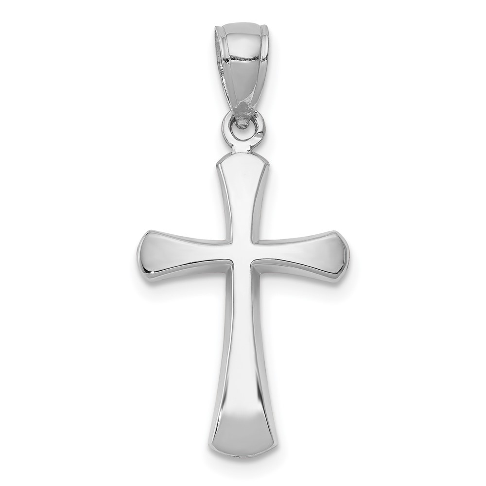 10K White Gold Polished Beveled Cross w/ Round Tips Charm (10K8523W)
