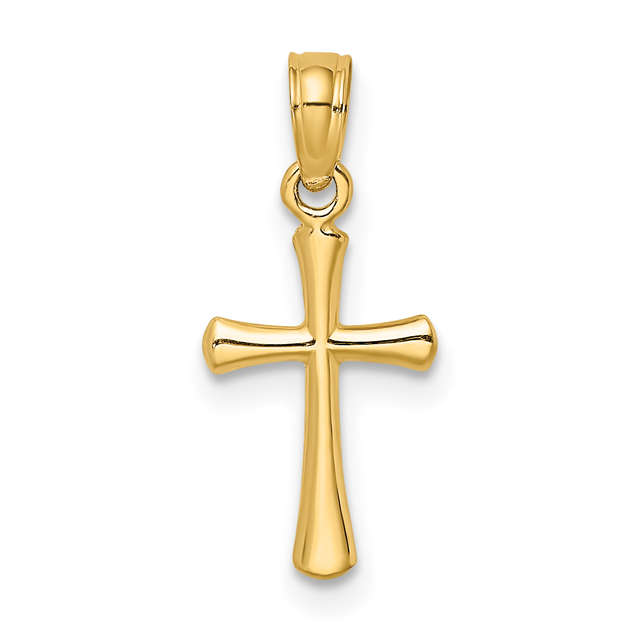 10K Polished Beveled Cross w/ Round tips Charm (10K8539)
