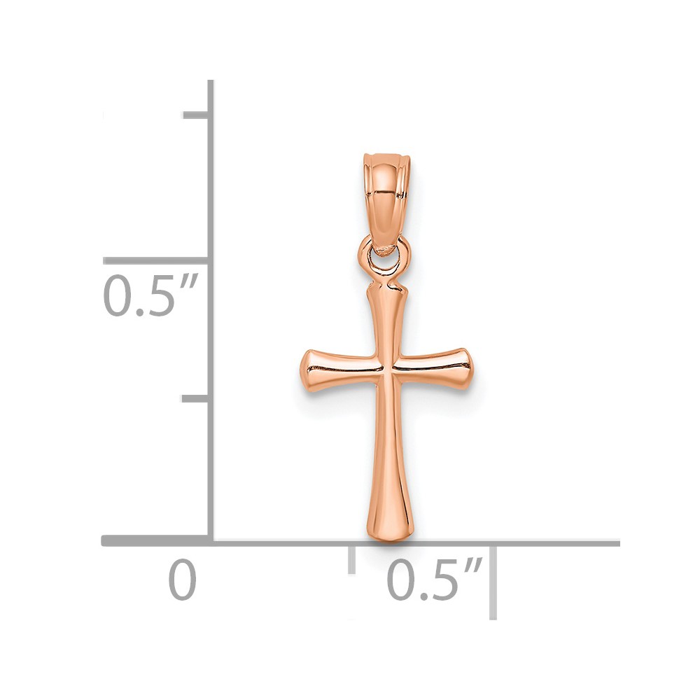 10K Rose Gold Polished Beveled Cross w/ Round tips Charm (10K8539R)