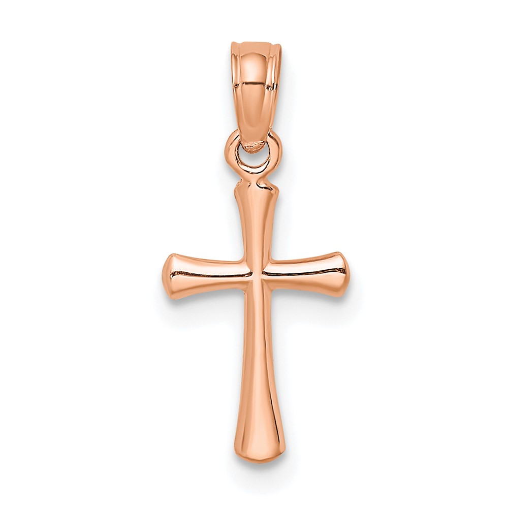 10K Rose Gold Polished Beveled Cross w/ Round tips Charm (10K8539R)