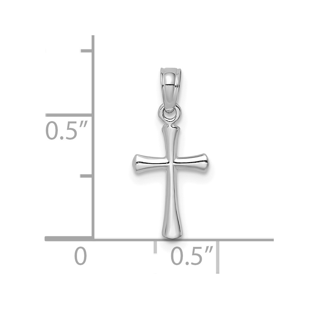 10K White Gold Polished Beveled Cross w/ Round tips Charm (10K8539W)