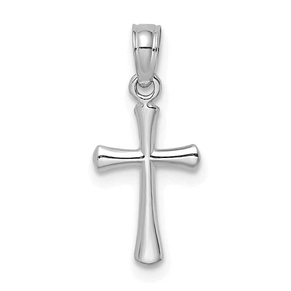 10K White Gold Polished Beveled Cross w/ Round tips Charm (10K8539W)