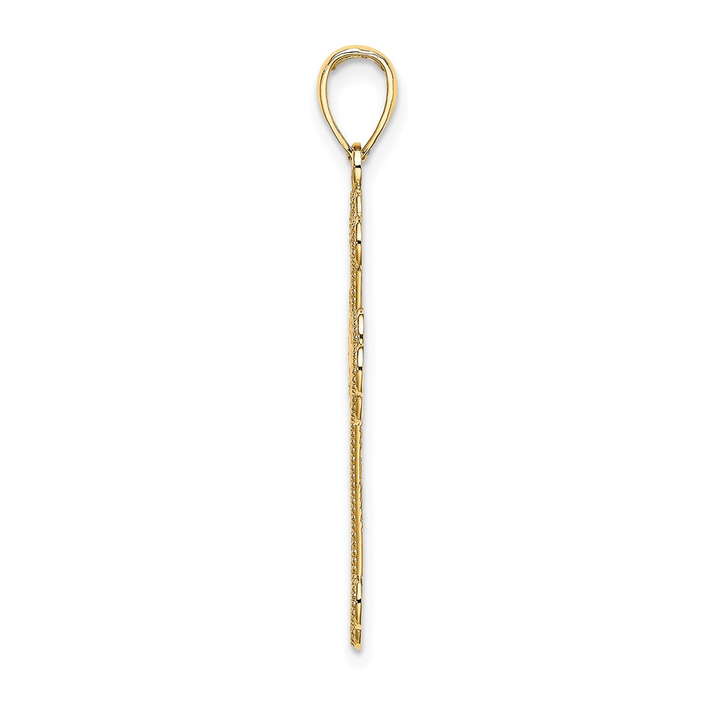 10K Textured  Beaded Edge Cross Charm (10K8547)