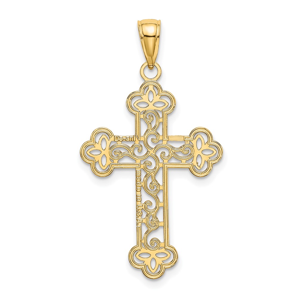 10K Textured  Beaded Edge Cross Charm (10K8547)