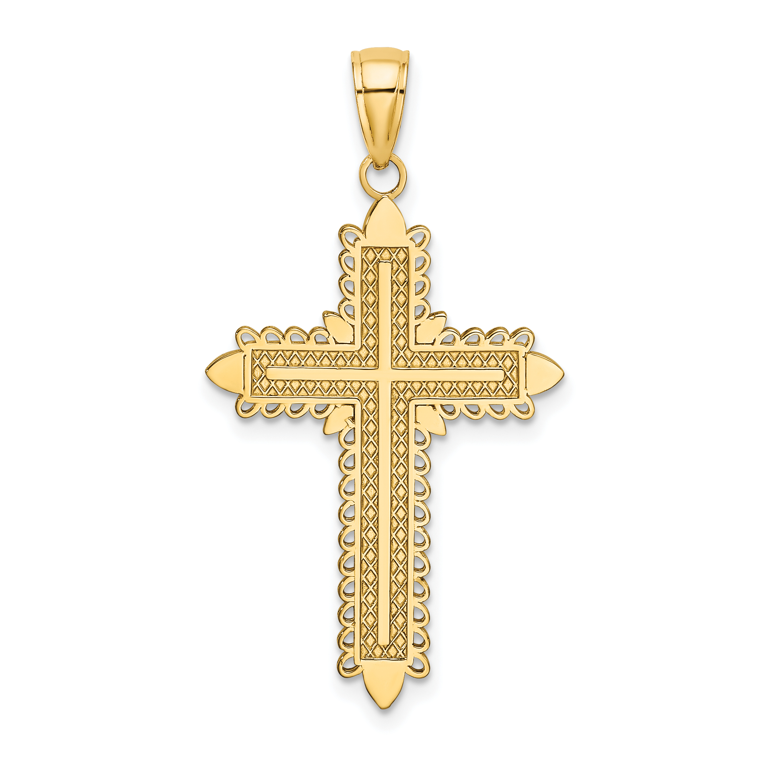 10K w/ Lace Border Cross Charm (10K8550)