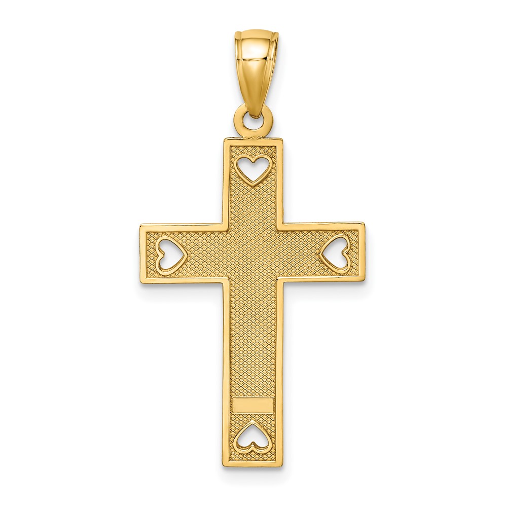 10K  I LOVE JESUS  Cross w/ Hearts Charm (10K8552)
