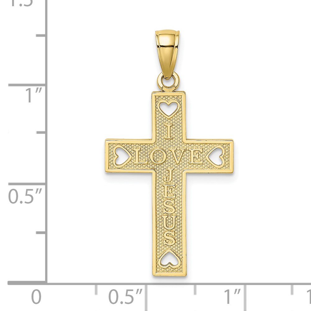 10K  I LOVE JESUS  Cross w/ Hearts Charm (10K8552)