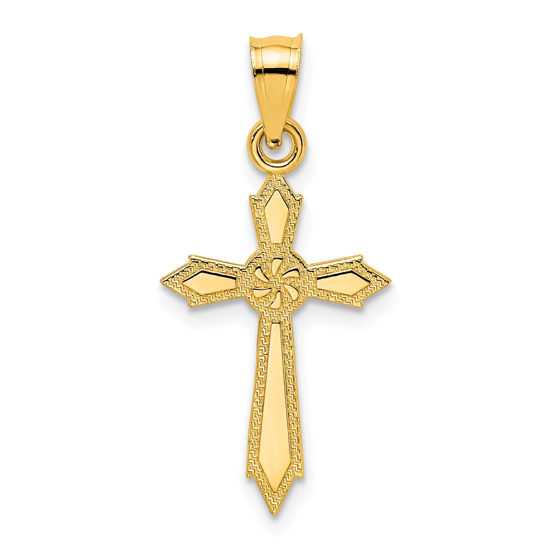 10K w/ Engraved Edges Cross Charm (10K8553)