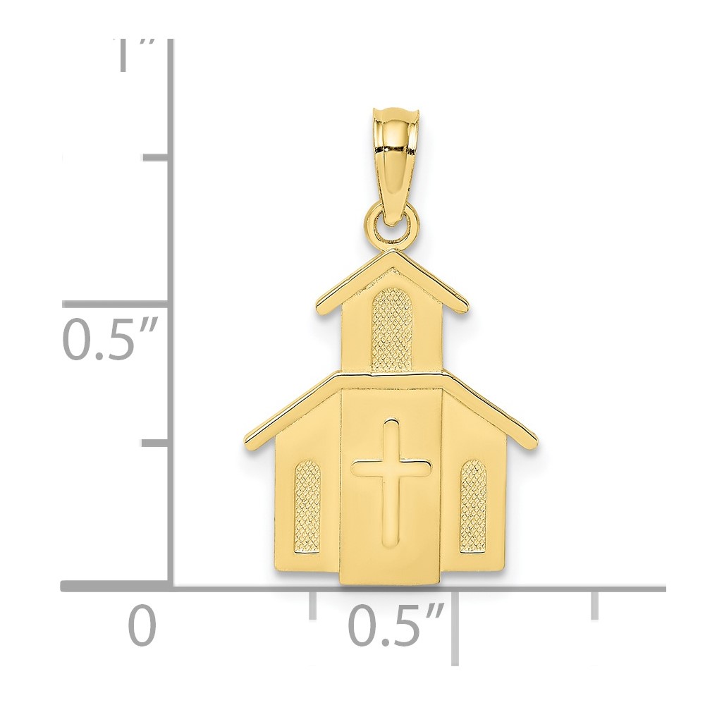 10K Church w/ Cross On Door Charm (10K8561)