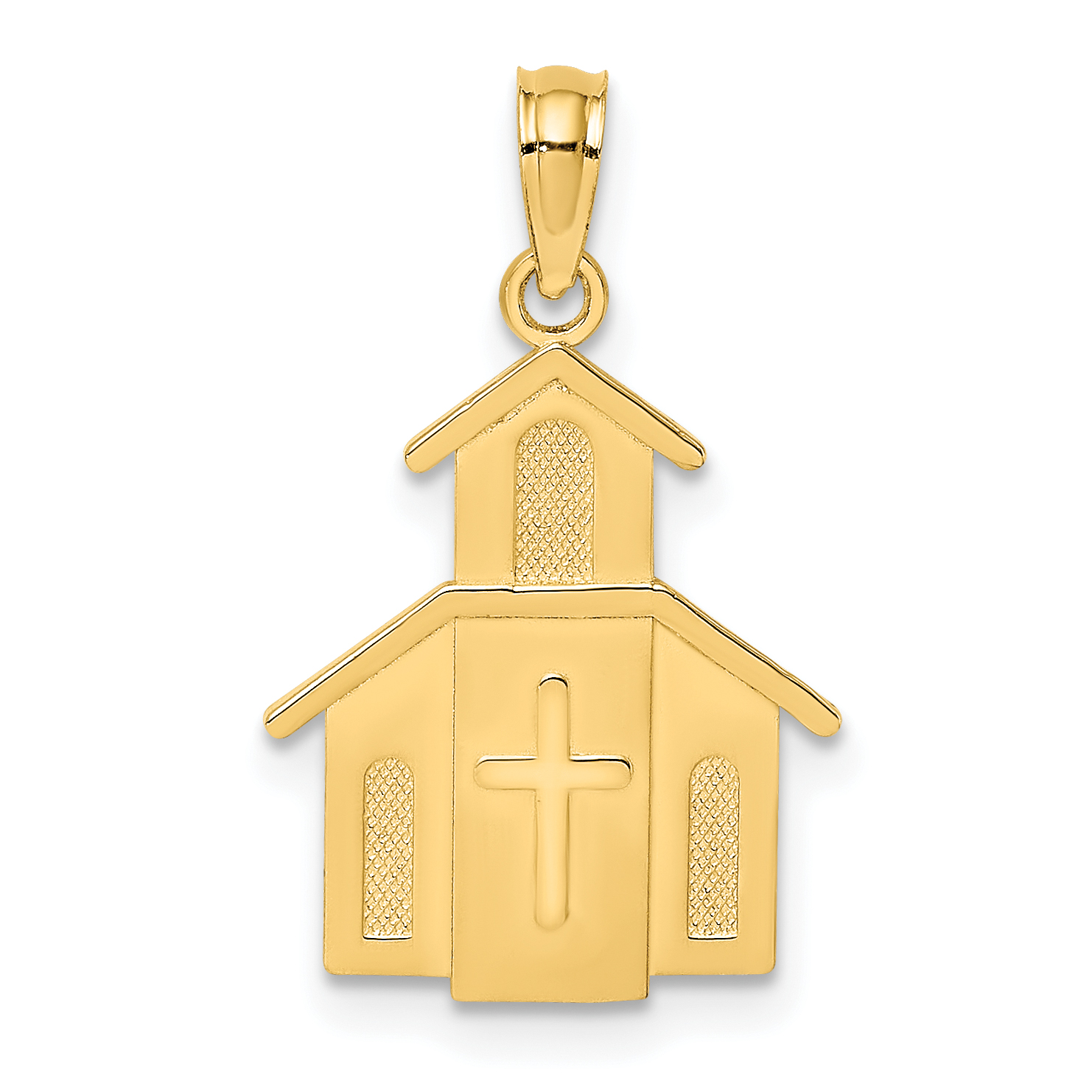 10K Church w/ Cross On Door Charm (10K8561)