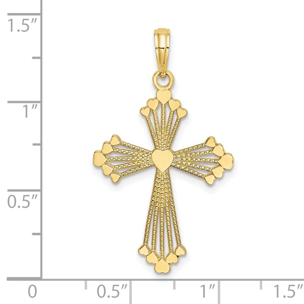 10K Cross w/ Heart Center Charm (10K8562)