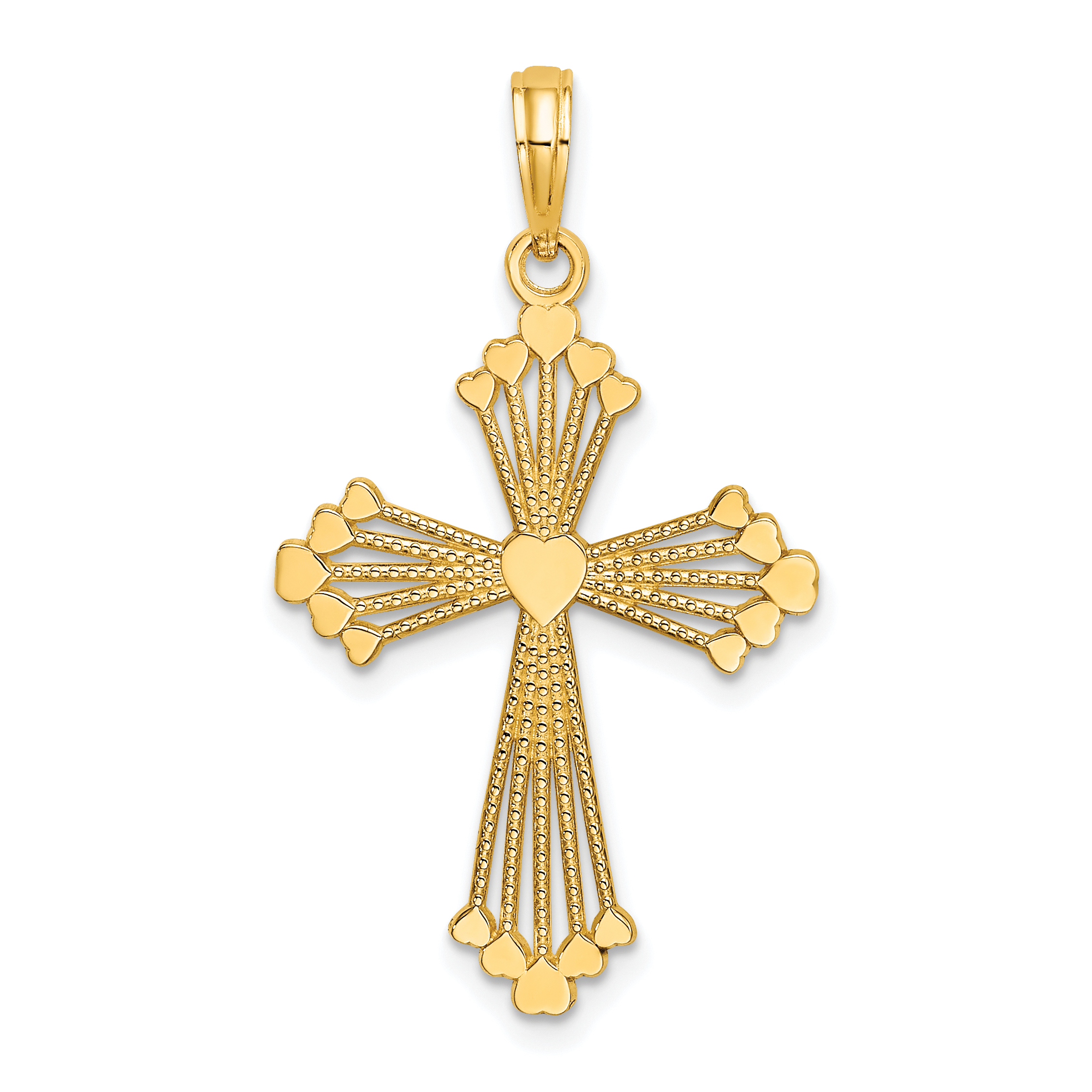 10K Cross w/ Heart Center Charm (10K8562)