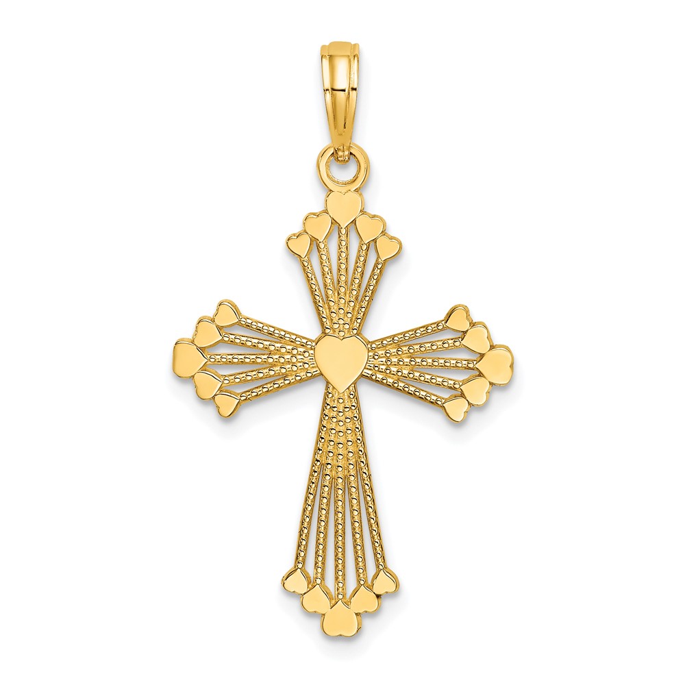 10K Cross w/ Heart Center Charm (10K8562)