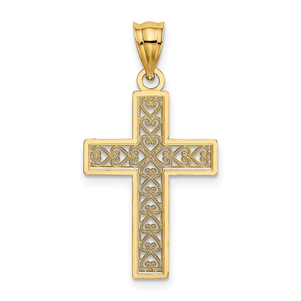 10K D/C Edge and Filigree Center Cross Charm (10K8569)
