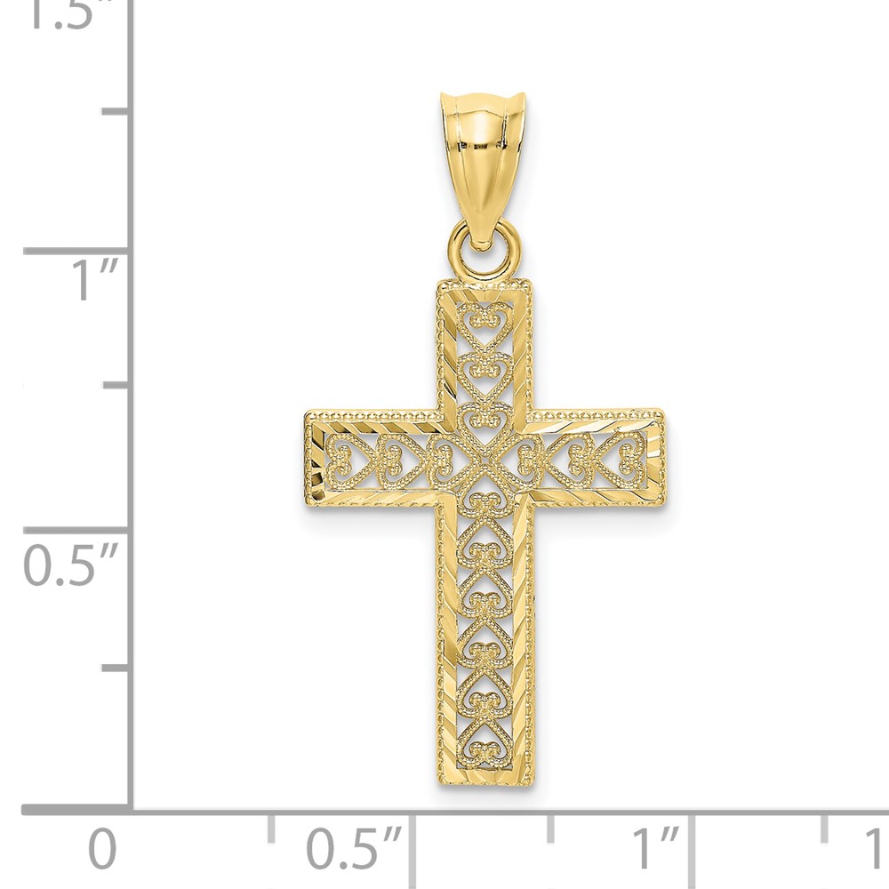 10K D/C Edge and Filigree Center Cross Charm (10K8569)