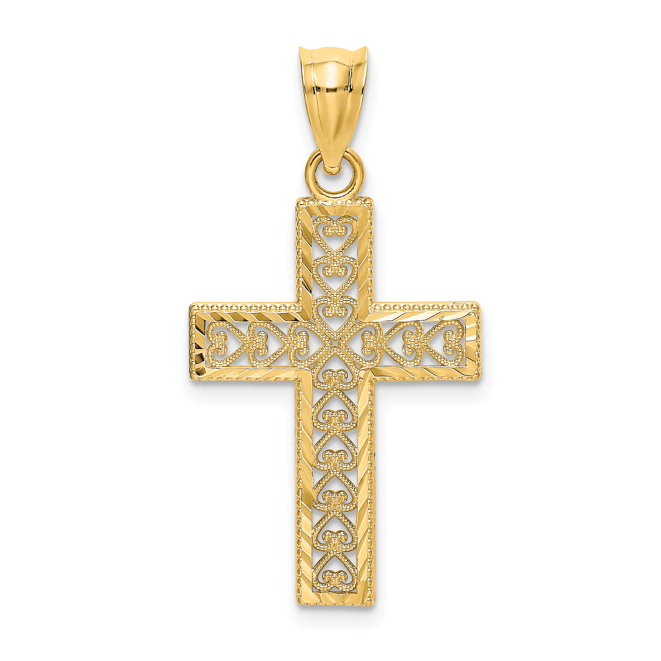 10K D/C Edge and Filigree Center Cross Charm (10K8569)