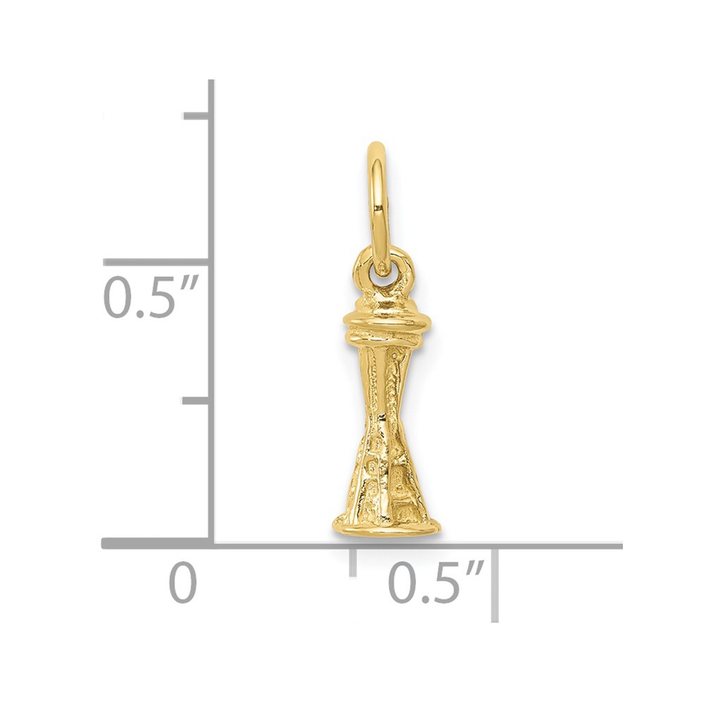 10k Solid Polished 3-D Space Needle Charm (10K858)