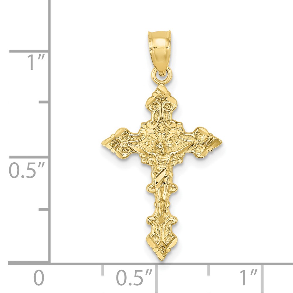 10K Crucifix W/ Fancy Edges Charm (10K8581)