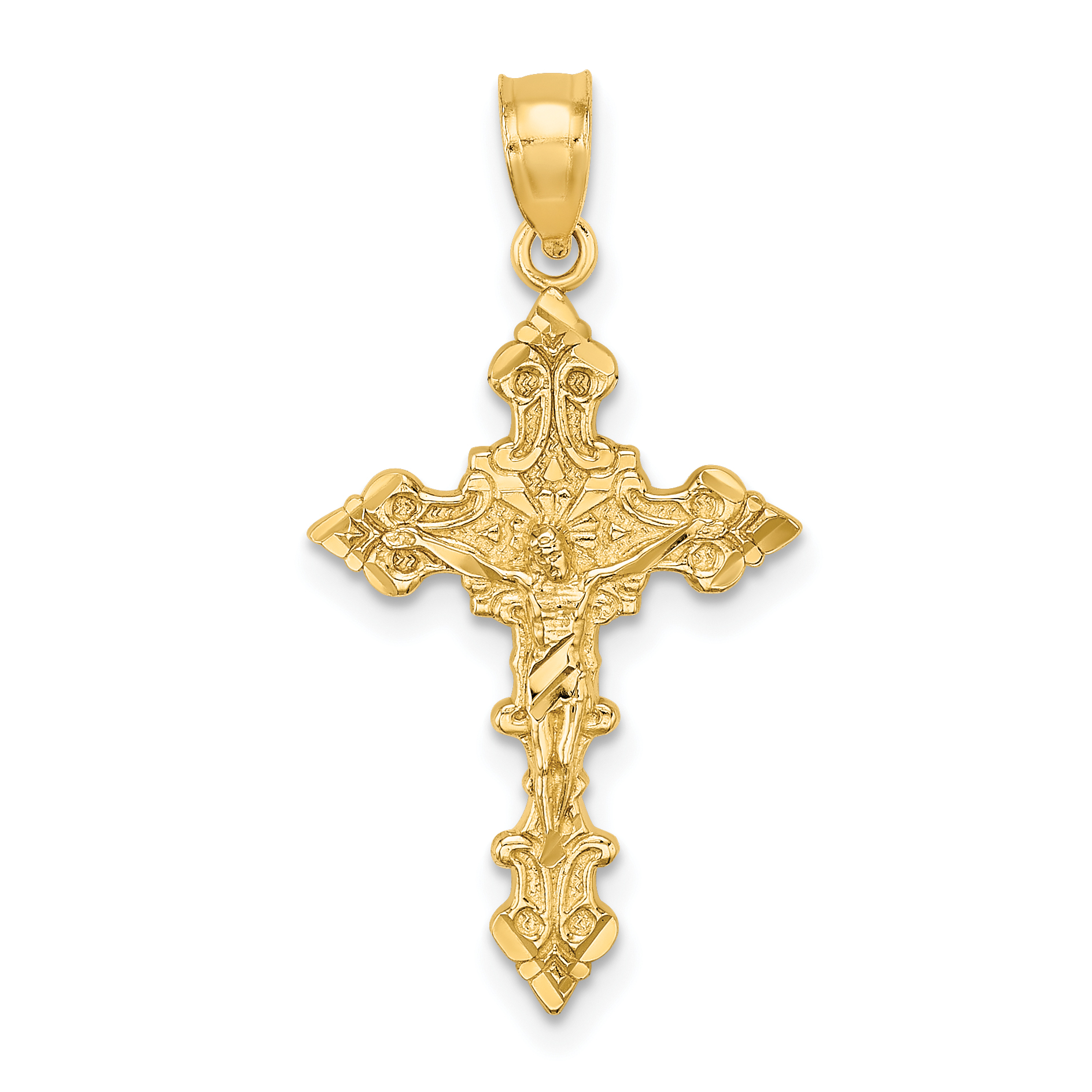 10K Crucifix W/ Fancy Edges Charm (10K8581)