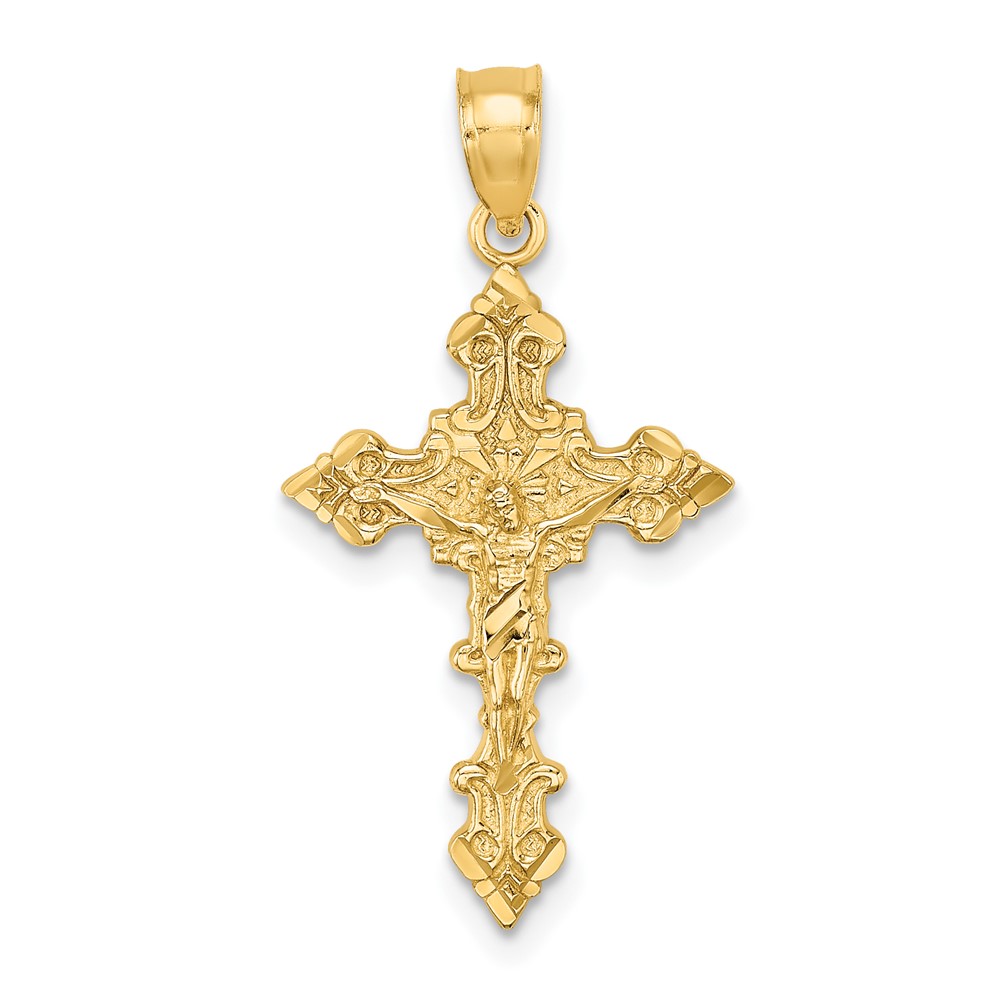 10K Crucifix W/ Fancy Edges Charm (10K8581)