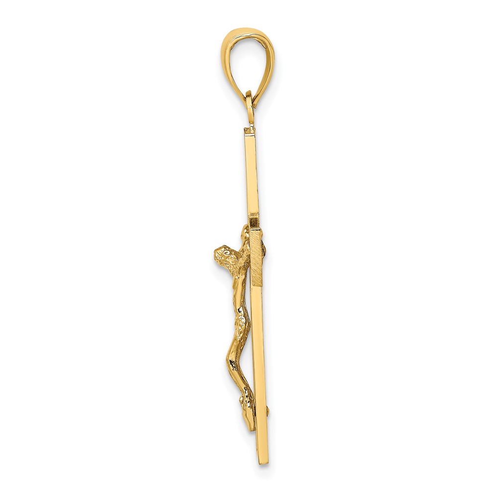 10K Textured Swirl Design Crucifix Charm (10K8598)