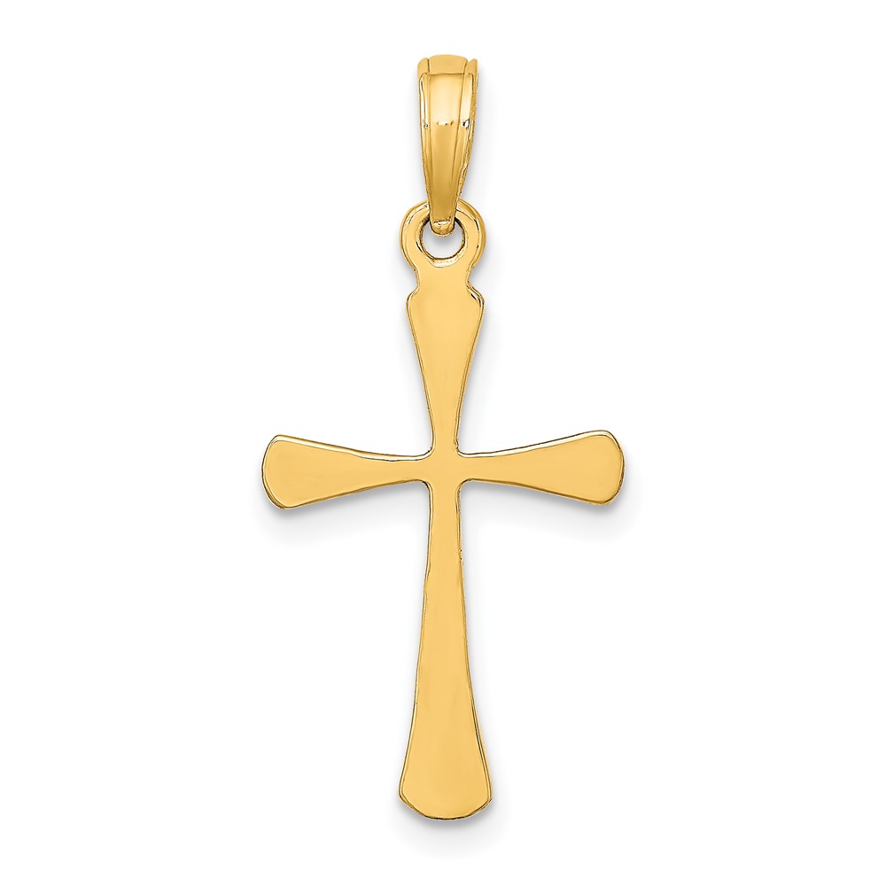 10K Polished Beveled Tip Cross Charm (10K8600)