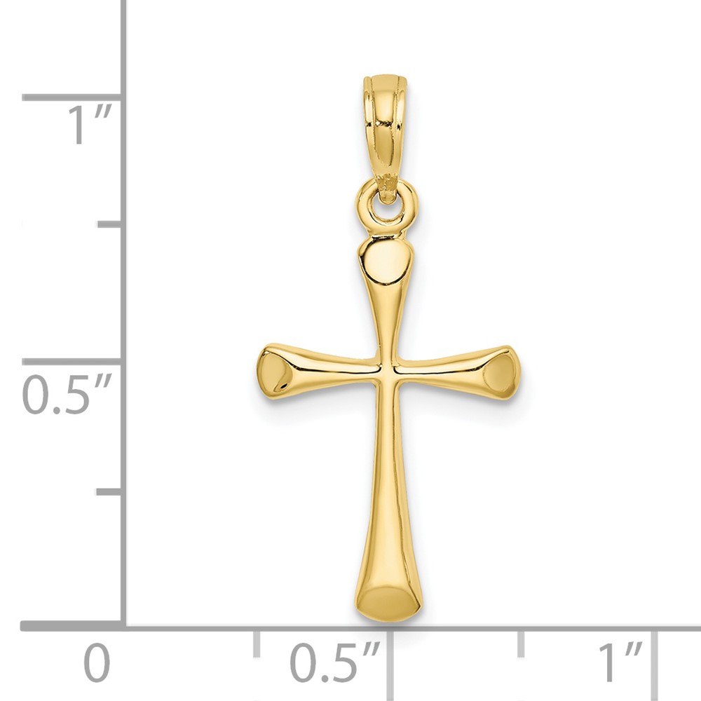 10K Polished Beveled Tip Cross Charm (10K8600)