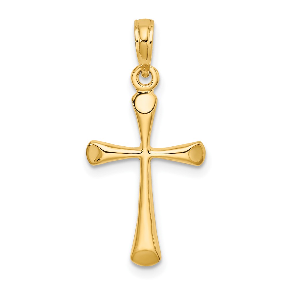 10K Polished Beveled Tip Cross Charm (10K8600)
