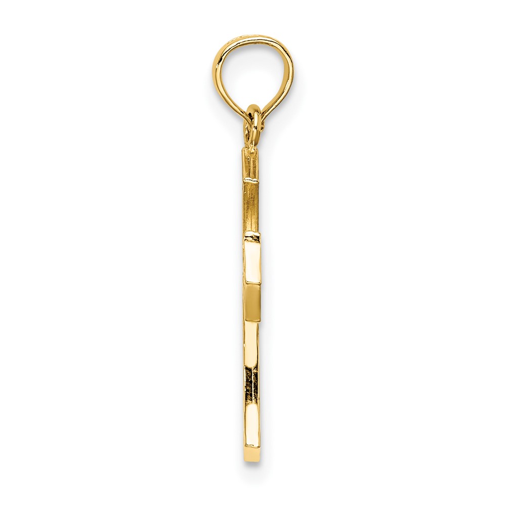 10K Textured Cut-Out Center Cross Charm (10K8603)