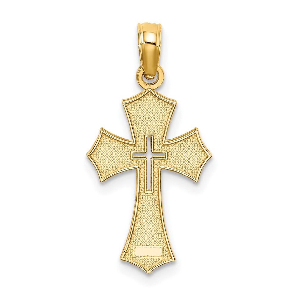 10K Textured Cut-Out Center Cross Charm (10K8603)